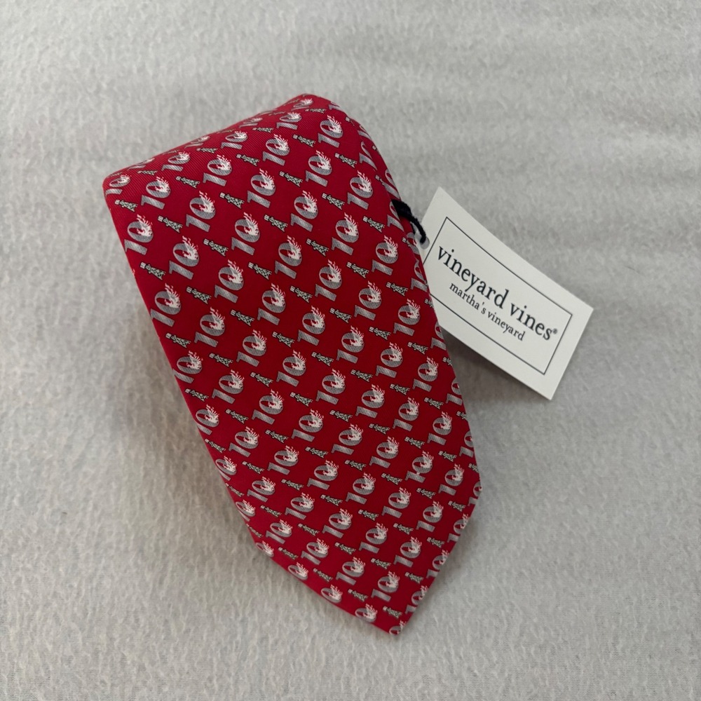 Vineyard Vines Phoenix Tower International 10 Year Anniversary Silk Tie Red